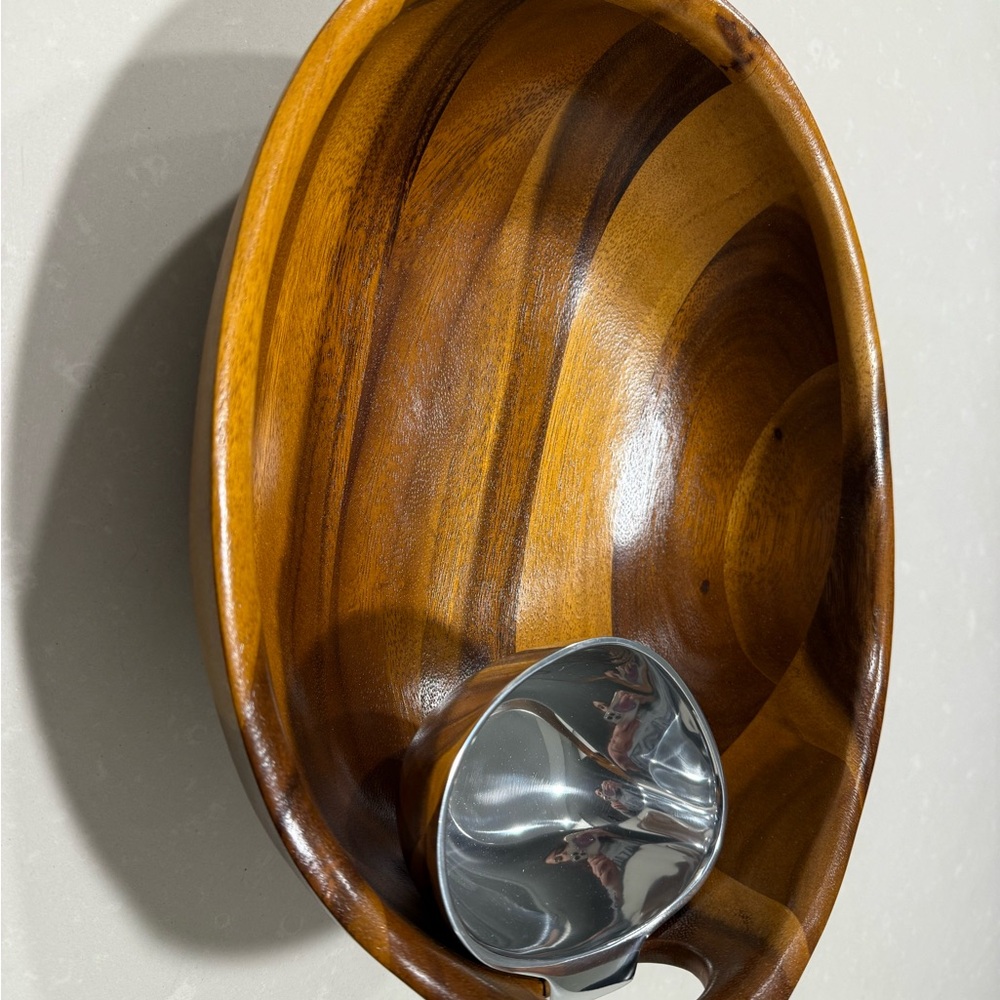 Wooden Bowl with Silver Accent